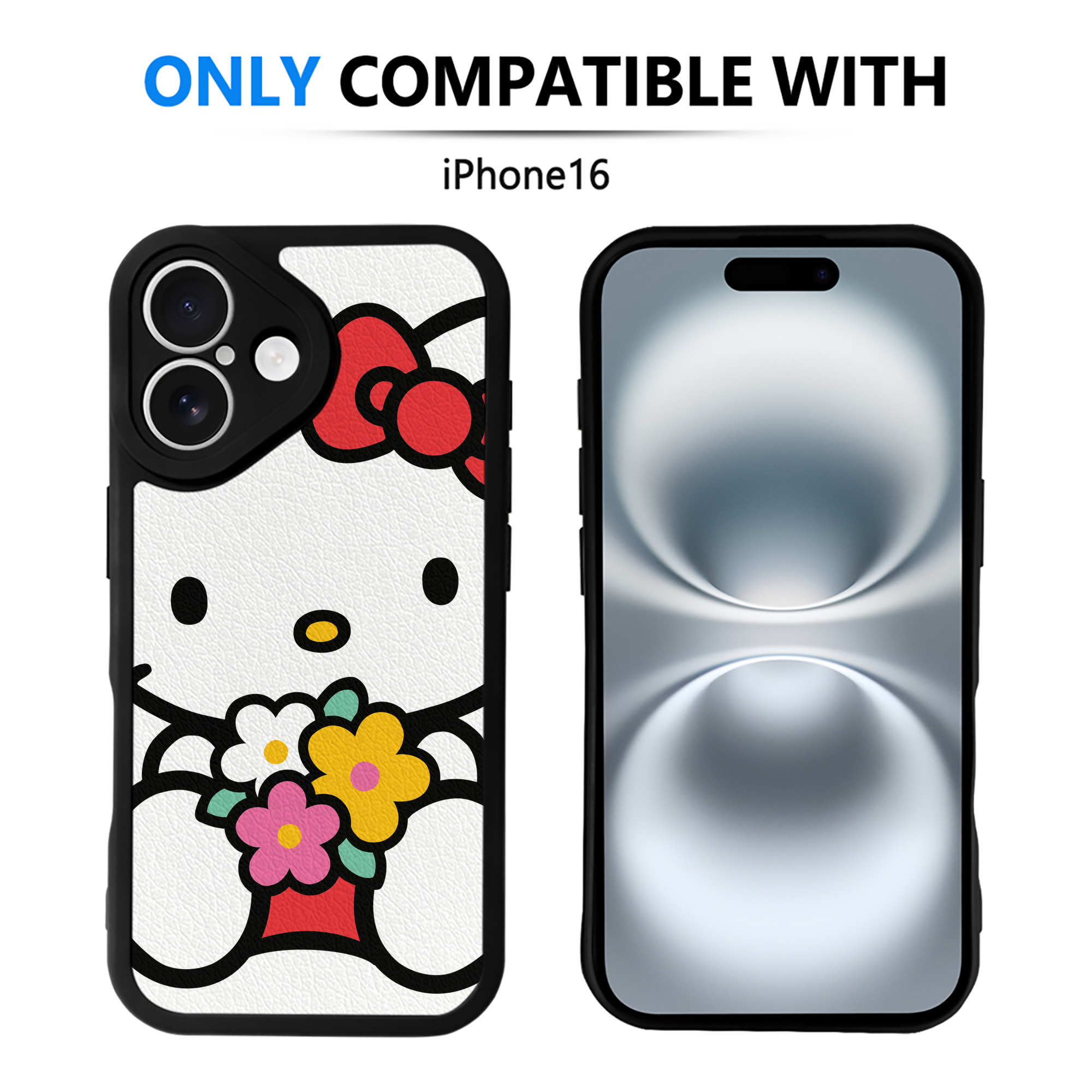 （画像用） Hello Kitty ハローキティ 【iPhone 16シリーズ対応】シリコンスマホケース（レザー調） 材質：シリコン